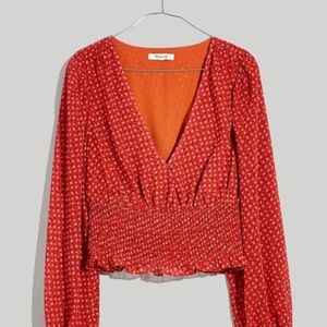 Madewell Lightspun Julianne Smocked-Waist Top